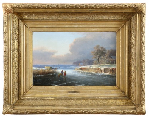 Kimmel, Cornelis (1804 – 1877) - Scène hivernale aux Pays-Bas.