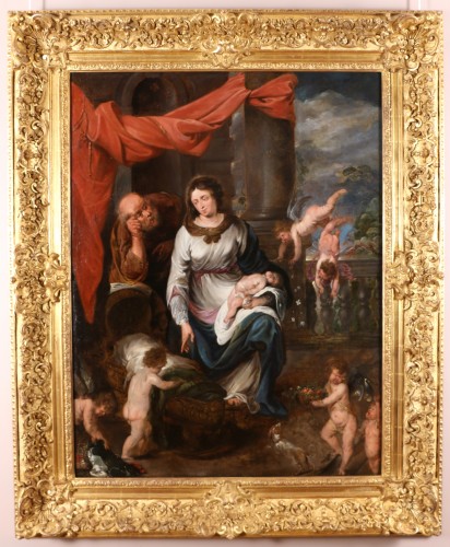 Le repos de la sainte famille, attribué à Jan van den Hoecke (1611 – 1651)