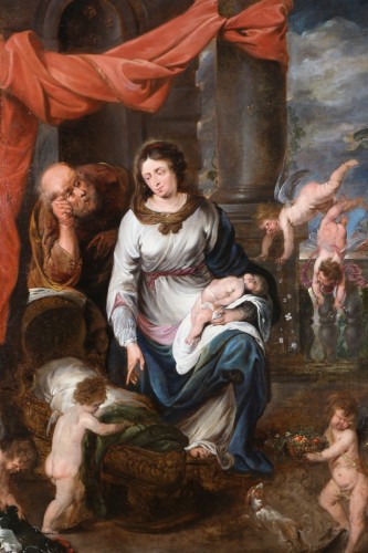 Tableaux et dessins Tableaux XVIIe siècle - Le repos de la sainte famille, attribué à Jan van den Hoecke (, 1611 – 1651)