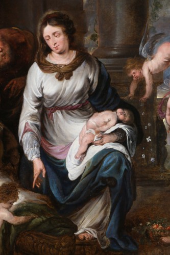 Le repos de la sainte famille, attribué à Jan van den Hoecke (, 1611 – 1651) - Galerie PhC