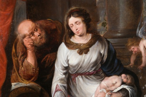 Le repos de la sainte famille, attribué à Jan van den Hoecke (, 1611 – 1651) - Louis XIII