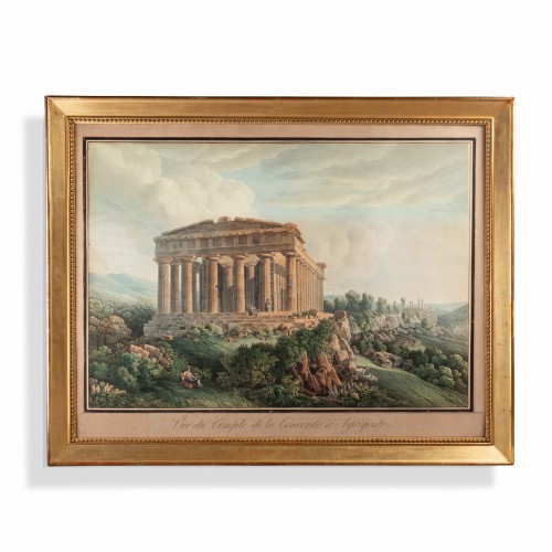 Louis-Francois Cassas (1756-1827), Vue du Temple de la Concorde à Agrigente - 
