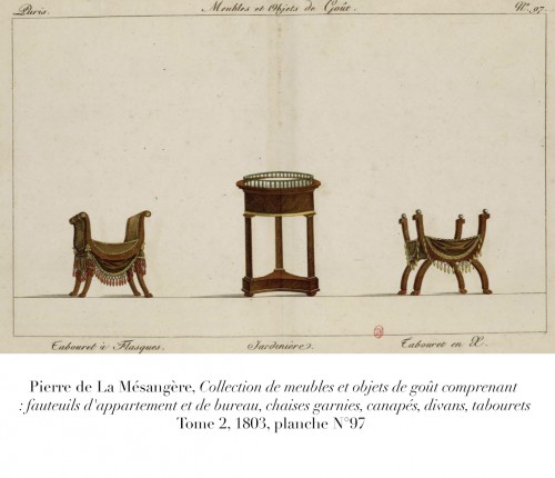 Seating  - A pair Empire of X-shaped mahogany stools