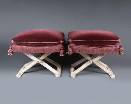  - A pair of X-shaped folding stools, late 19th century