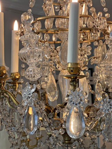 19th century - A French ormolu and cut crystal glass six-light chandelier