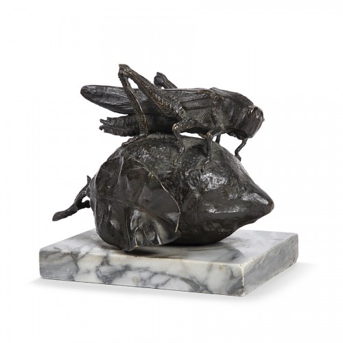 Decorative Objects  - cricket on a lemon, 19th century Italian bronze