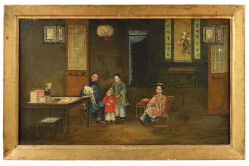 Série de 5 tableaux représentant des scènes de vie chinoise ,Canton circa 1830