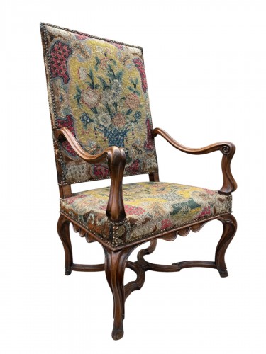 Fauteuil à dossier plat Louis XIV