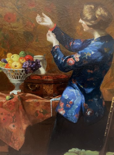 La femme en bleue - Georges Van ZEVENBERGHEN (1877-1968) - Tableaux et dessins Style 