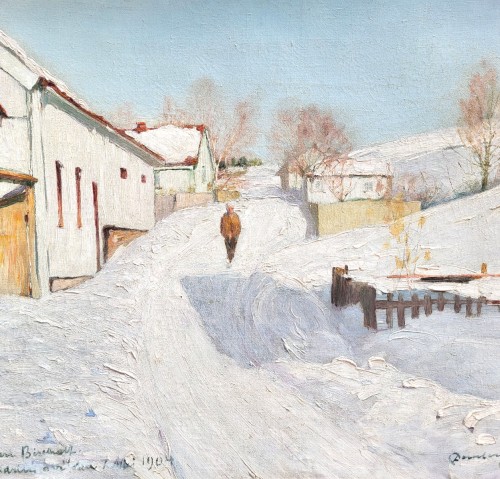 Carl DORNBERGER (1864-1940) - Paysage de neige - Tableaux et dessins Style 