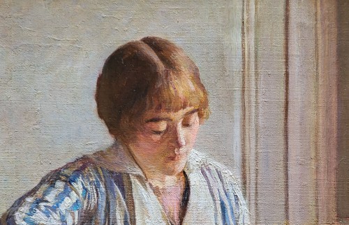 La Brodeuse - Gaston LHUER (1868- circa 1915) - Galerie Saint Martin
