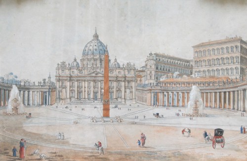 Saint-Pierre de Rome, fin 18e début 19e siècle - Tableaux et dessins Style 