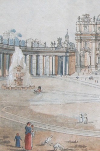 Tableaux et dessins Dessin, Aquarelle & Pastel - Saint-Pierre de Rome, fin 18e début 19e siècle