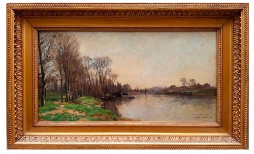 Bord de Seine by Pierre DAMOYE  (1847- 1916)