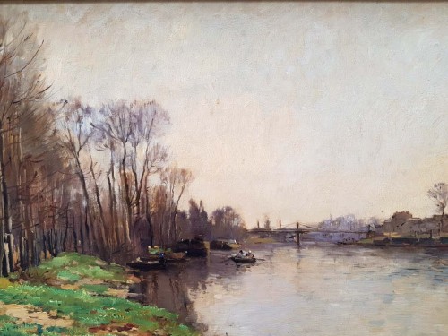 Bord de Seine - Pierre DAMOYE  (1847- 1916) - Tableaux et dessins Style 