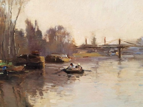 Tableaux et dessins  - Bord de Seine - Pierre DAMOYE  (1847- 1916)