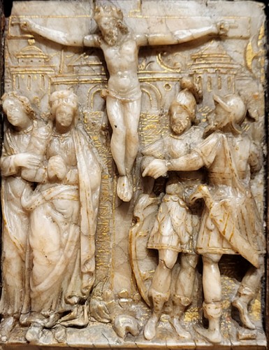 The Crucifixion, alabaster from Mechelen 17th century - Religious Antiques Style 