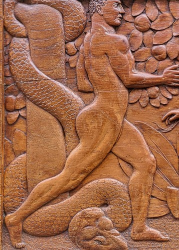 Objet de décoration  - Bas relief en bois Hercule et les pommes d’or atteibué à Emile Monier (1883-1970)