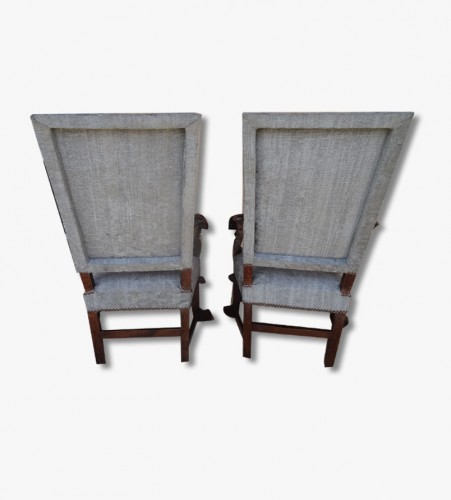 Seating  - Important pair of Venetian baroque high-back chairs