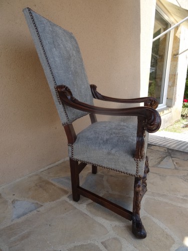 17th century - Important pair of Venetian baroque high-back chairs