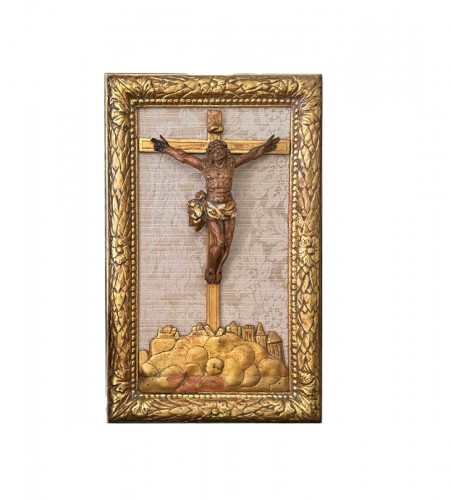 A late 17th century gilded wooden Christ