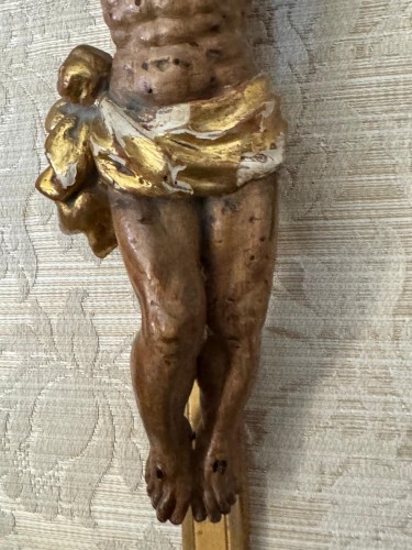 17th century - A late 17th century gilded wooden Christ