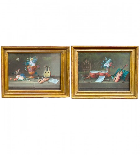 A pair of Still life gouaches - Lelong  (1779-1814)