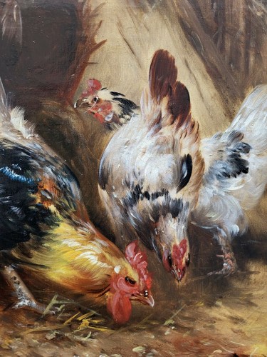 Basse-cour, poules et coqs par Henri Schouten (1857-1927) - Galerie Saint Martin