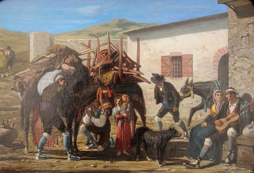 Paysans à la campagne - Eugène GLUCK (1820-1898) - Tableaux et dessins Style 