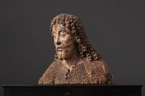 Bust of Saint John the Baptist in polychrome wood - Bavaria 16th Ccentury  - Sculpture Style Middle age