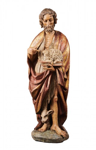 saint John the Baptist in polychromed and gilt wood -Germany, c. 1500