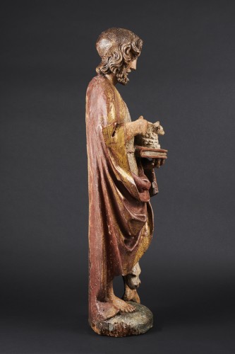 Middle age - saint John the Baptist in polychromed and gilt wood -Germany, c. 1500