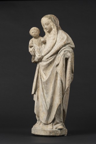 Vierge à l'Enfant, Bourgogne 3/4 du XVe siècle, entourage de Jean de la Huerta - Galerie Sismann