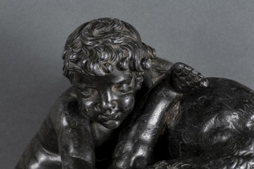 Group Of Putti Fighting A Swan In Patinated Lead Attributed To Barthelemy G - 