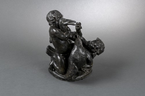 18th century - Group Of Putti Fighting A Swan In Patinated Lead Attributed To Barthelemy G