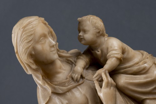 Vierge et l 'Enfant en albatre - Sculpture Style Renaissance