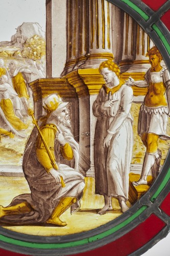 Salomon adorant les idoles - Médaillon grisaille et jaune d'argent, Pays-Bas XVIe - Art sacré, objets religieux Style Renaissance