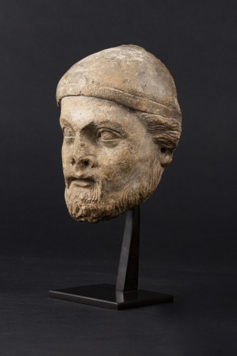 Sculpture  - Gothic Head - France End of the 13th early 14th century