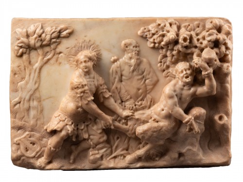 The sacrifice of Marsyas by the god Apollo in marble, Venice early 18th century