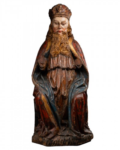 Monumental Dieu le Père en bois polychrome, Duché de Savoie fin du XVe siècle