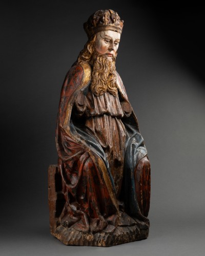 Monumental Polychrome wood God the Father, Duchy of Savoy Late 15th century - Sculpture Style Middle age