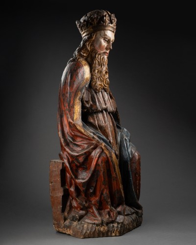 XIe au XVe siècle - Monumental Dieu le Père en bois polychrome, Duché de Savoie fin du XVe siècle