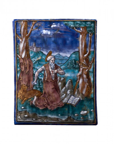 Att. P. Courteys, saint Jerome, painted enamel, Limoges, second half 16th c