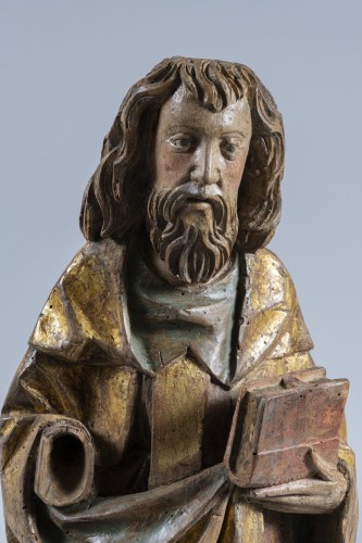 Saint Antoine en tilleul polychromé et doré - Souabe, début du XVIe siècle - Sculpture Style Renaissance