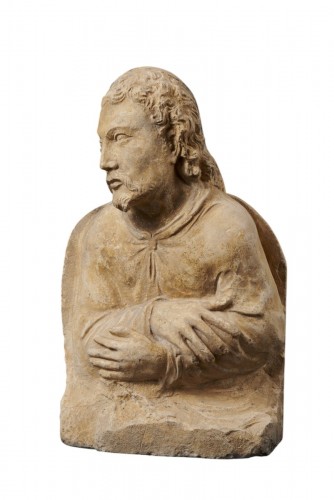 Bust of a man in limestone from the French Renaissance