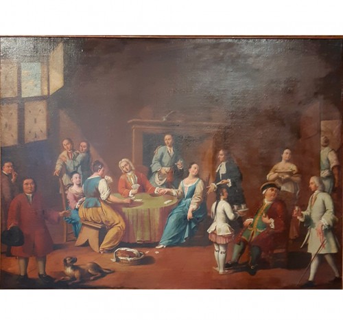 Scène de taverne, école italienne du XVIIIe siècle