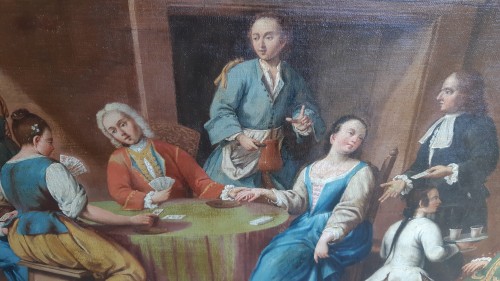 Tavern scene, 18th century Italian school - Paintings & Drawings Style Louis XVI