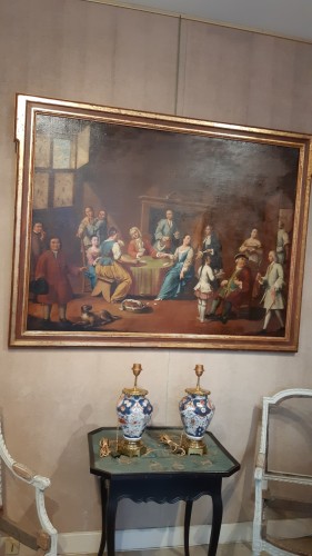 Antiquités - Tavern scene, 18th century Italian school