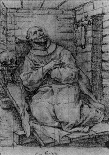 Saint Peter of Alcantara before the Virgin Mary and Saint John (1669) - Paintings & Drawings Style Louis XIV