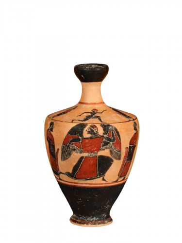 Black-figure lekythos attributed to the Sandal painter, Greek art Attica, 550 BC